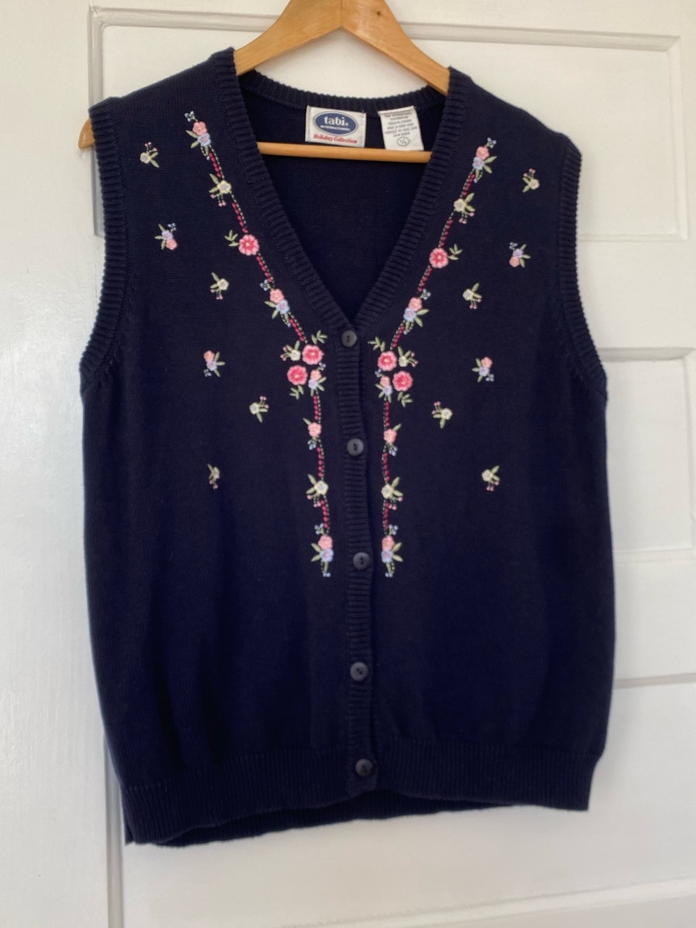 Vintage Tabi cottagecore grandma cotton embroidered sweater vest